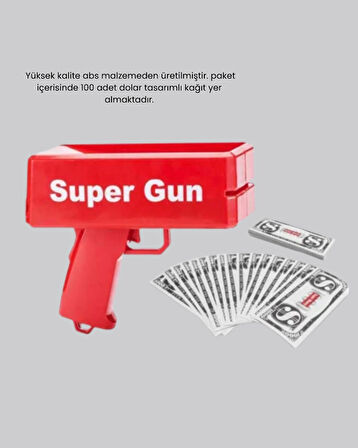 CEYLAN ADAM Super Money Gun Para Saçma Tabancası Yüksek Atış Güçlü Kırmızı Model