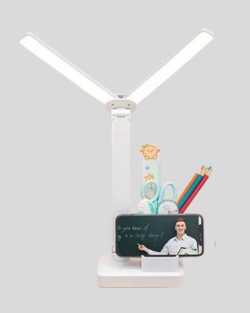 Kısılabilir LED Masa Lambası – Kalemlik ve Telefon Standlı, Göz Yormayan Işık