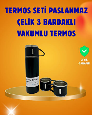 CEYLAN ADAM 500 ml Isı Korumalı Çelik Termos ve Bardak Seti | Silikon Tabanlı, Şık ve Pratik