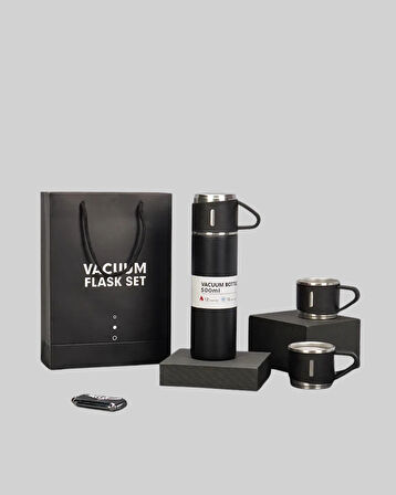 CEYLAN ADAM 500 ml Isı Korumalı Çelik Termos ve Bardak Seti | Silikon Tabanlı, Şık ve Pratik