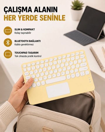 Mey İthalat Kablosuz Bluetooth Klavye – Slim Taşınabilir Tasarım