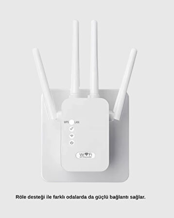 CEYLAN ADAM 300Mbps WiFi Menzil Genişletici 4 Antenli WPA3 Güvenlikli Priz Tipi Repeater