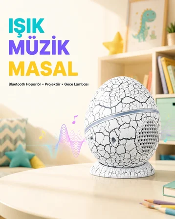 Mey İthalat Bluetooth Bağlantılı Dinozor Yıldız Projektör Gece Lambası ve Uyku Yardımcısı