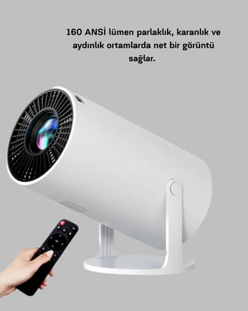 Mey İthalat® Full HD 4K Uyumlu Projeksiyon Cihazı 130 İnç Geniş Ekran Destekli
