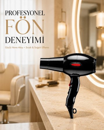 Mey İthalat® 2200 Watt Profesyonel Saç Kurutma Makinesi AC Motorlu Yüksek Performanslı