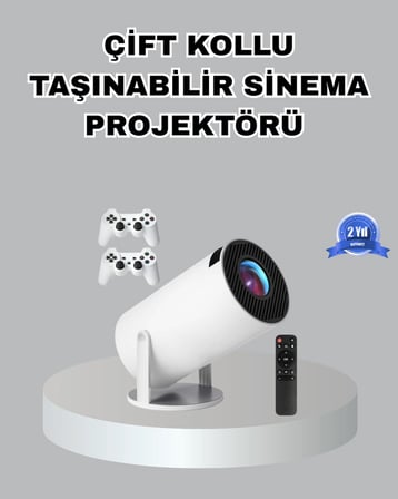 Mey İthalat® Taşınabilir Projeksiyon Cihazı 4K Destekli Wi-Fi Kablosuz Ekran Yansıtma