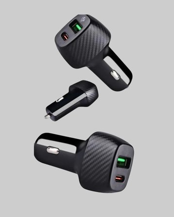 Mey İthalat® Araç Tipi Hızlı Şarj Adaptörü Type-C PD USB Çift Port Kompakt