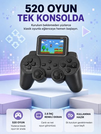 Mey İthalat S10 Retro Oyun Konsolu Taşınabilir 2.8 İnç Ekran Ergonomik Nostalji Yeni Nesil