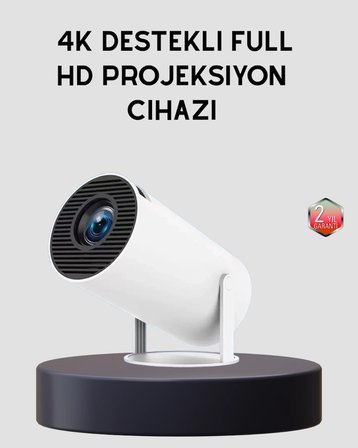 Mey İthalat® Ev Sineması Projeksiyon Cihazı – 160 ANSI Lümen, 4K Uyumlu ve Kablosuz Görüntü Aktarımı