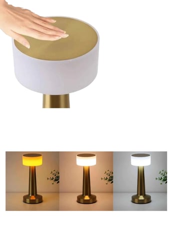 Şarjlı Gold Mantar Masa Lambası Dimmer Ayarlı Kablosuz LED Lamba