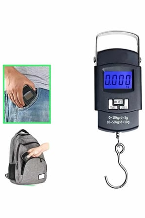 Mey İthalat® Dijital El Kantarı 50 Kg Hassas LCD Ekranlı Bagaj Tartısı