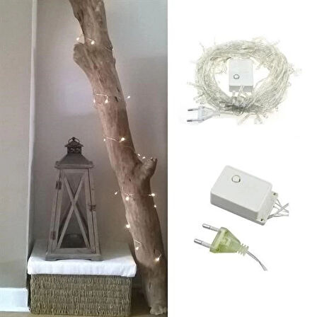 100 Ledli 8 Fonksiyonlu 10 Metre Led Aydınlatma Dekor ası (beyaz)