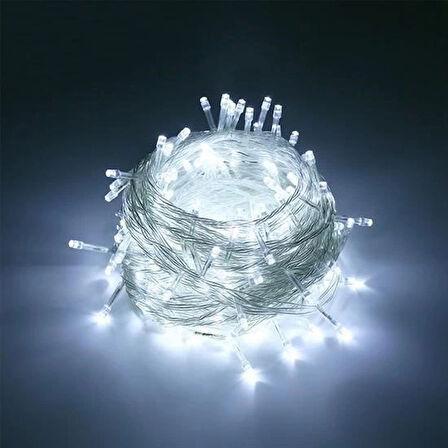 100 Ledli 8 Fonksiyonlu 10 Metre Led Aydınlatma Dekor ası (beyaz)