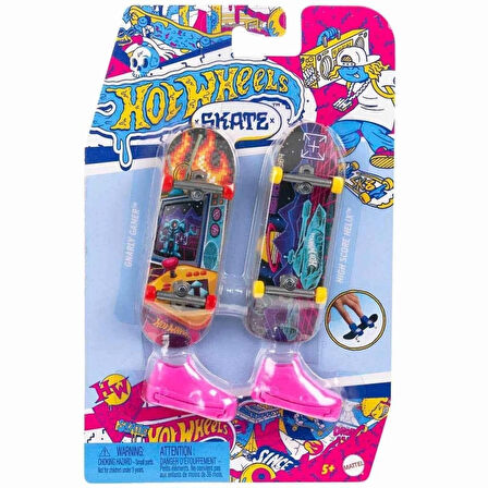 CEYLAN ADAM   HXL17 Hot Wheels Skate Retro Temalı İkili Parmak Kaykay ve Ayakkabı Paketi