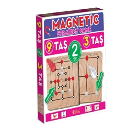 CEYLAN ADAM   1531549 Manyetik Strateji Oyunları 9 Taş+3 Taş -Dıytoy