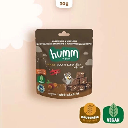 CEYLAN ADAM   Humm Organik Fındıklı Kakaolu Vegan Kek 30 Gr