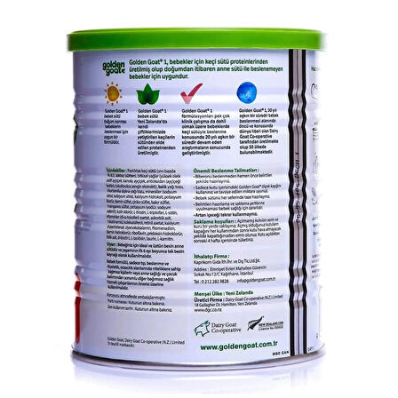 CEYLAN ADAM   Golden Goat 1 Keçi Sütlü Bebek Sütü 0-6 Ay 400 Gr