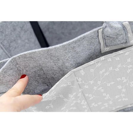 Mey İthalat®  Keçe Anne Bebek Bakım Çantası 772 Gri Çiçek