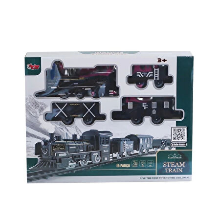 CEYLAN ADAM   FF-1603C-4C Sesli ve Işıklı Buharlı Tren Oyun Seti -Vardem Oyuncak