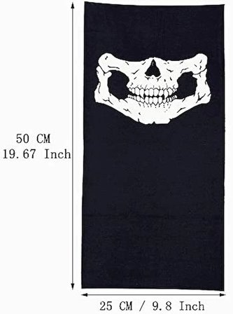 Mey İthalat®  Siyah Renk Dikişsiz Çok Fonksiyonlu Çene Kafatası Yüz Maskesi Baf Buff Bandana Boyunluk Bileklik