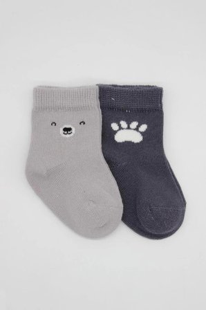Mey İthalat®  Bear Penye Soket Çorap 2'Li BS10116 Gri