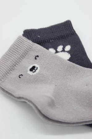Mey İthalat®  Bear Penye Soket Çorap 2'Li BS10116 Gri