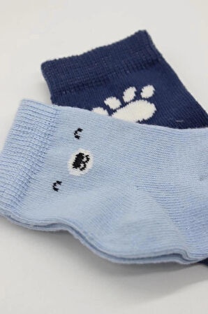 CEYLAN ADAM   Bistyle Bear Penye Soket Çorap 2'Li BS10116 Mavi