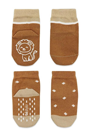 CEYLAN ADAM   Bistyle Hayvan Figürlü Kaymaz Erkek Soket Çorap 2'Li BS10119 Hardal