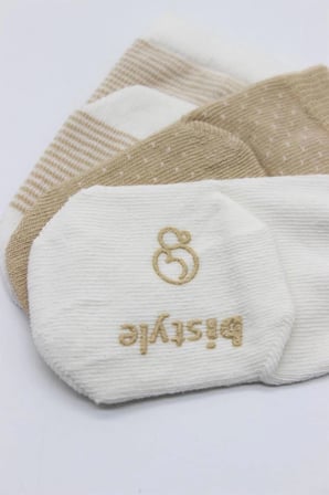 Mey İthalat®  Puanlı Kaymaz Penye Soket Çorap 3'Lü BS10108 Bej