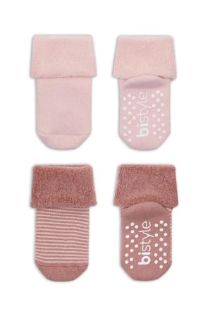 Mey İthalat®   2'Li Çemberli Kaymaz Havlu Soket Çorap 10503 Pudra Pembe