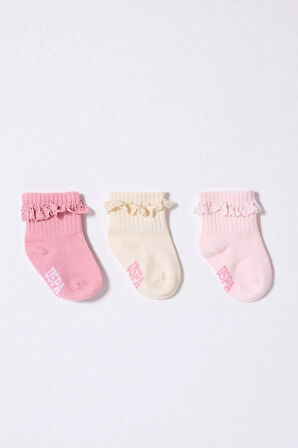 CEYLAN ADAM   U.S.Polo Kız Bebek Çorap USB2208 Pudra Ekru Somon