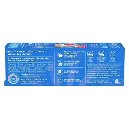 CEYLAN ADAM   R.O.C.S.Kids Diş Macunu 3-7 Yaş 35 ml Meyve Külahı