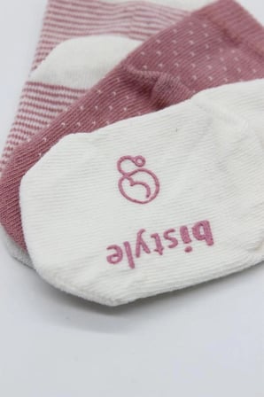 Puanlı Kaymaz Penye Soket Çorap 3'Lü BS10108 Pudra