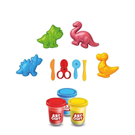 CEYLAN ADAM   03995 Art Craft 3D Dinozorlar Hamur Set 168 Gr -Fentoys