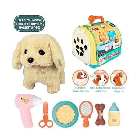 CEYLAN ADAM   JND-3615 Taşıma Çantalı Hareketli Pilli Köpek Set (Pet Shop) -Vardem Oyuncak