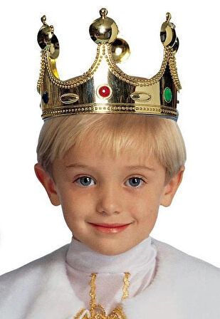 CEYLAN ADAM   Plastik Kral Tacı Altın Renk Çocuk Boy