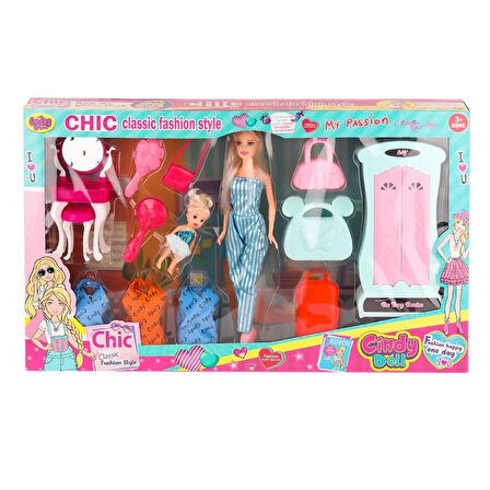 CEYLAN ADAM   02259 Cindy Doll Dolaplı Bebek Oyun Seti -Oydaş Oyuncak