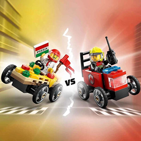 CEYLAN ADAM   LEGO City Pizza Arabası İtfaiye Kamyonuna Karşı Yarış Arabası Paketi 60458