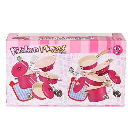 CEYLAN ADAM   3815-6A Emaye Tencere 11 Parça Pembe -Vardem Oyuncak