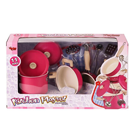 CEYLAN ADAM   3815-6A Emaye Tencere 11 Parça Pembe -Vardem Oyuncak