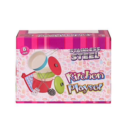 CEYLAN ADAM   1818-7A Emaye Tencere 8 Parça Pembe -Vardem Oyuncak