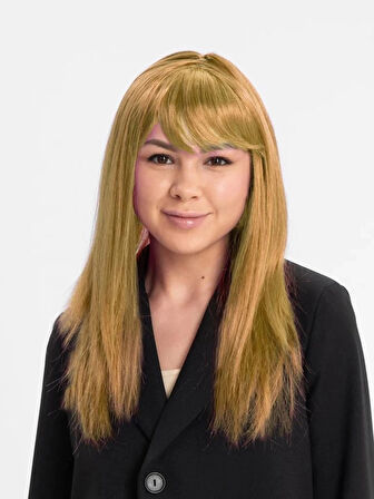 CEYLAN ADAM   Altın Renk Düz Kesim İçi Astarlı Uzun Parti Peruğu Takma Saç