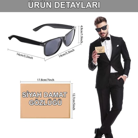 Mey İthalat® Damat Gözlüğü – Düğün ve Bekarlığa Veda Partisi Aksesuarı