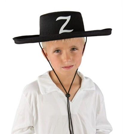 CEYLAN ADAM   Z Logolu Çocuk Boy Bağcıklı Zorro Şapkası