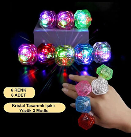 CEYLAN ADAM   Kristal LED Parti Yüzük Seti (6&amp;#39;lı)