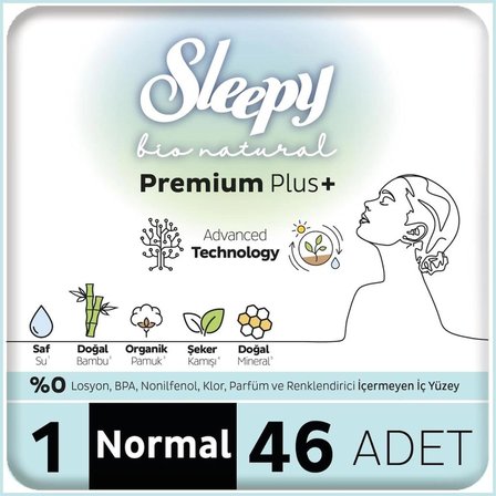 Mey İthalat®   Bio Natural Premium Plus Mega Normal Ped 46 Adet