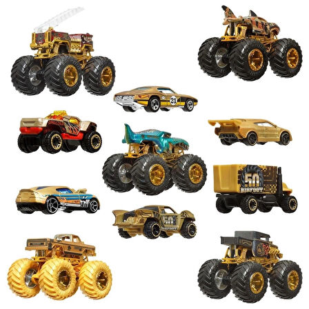 CEYLAN ADAM   JDW07 Hot Wheels Monster Trucks Bigfoot Trophy Şampiyonları Araba ve Kamyon Çokl