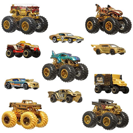 CEYLAN ADAM   JDW07 Hot Wheels Monster Trucks Bigfoot Trophy Şampiyonları Araba ve Kamyon Çokl