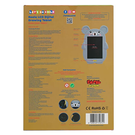 CEYLAN ADAM   LC-31072 Koala Çizim Tableti 8.5 inç -Lets be Child