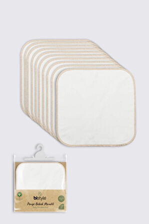 CEYLAN ADAM   Bistyle Organik 20x20 10'Lu Penye Mendil 90102 Ekru